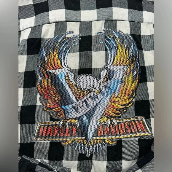 Harley Davidson V Twin Buffalo Check Plaid Button Up - Picture 6 of 6